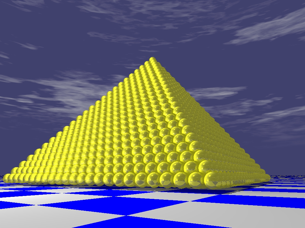 黄金球の24段ピラミッド積み